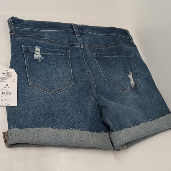 Maternity jean shorts side panel size M ( 8-10 ) Denim cotton blend Bermuda shor - Picture 14 of 16